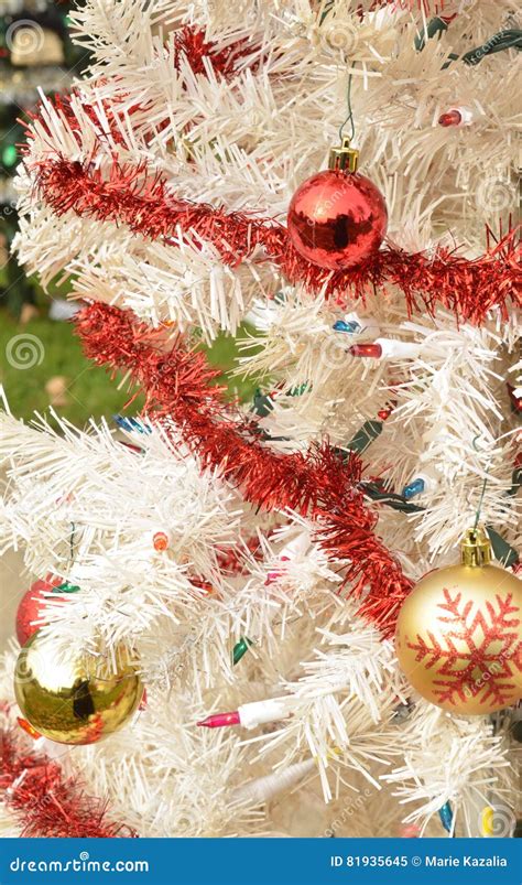 Christmas Tree with Red and Gold Ornaments Stock Image - Image of ...