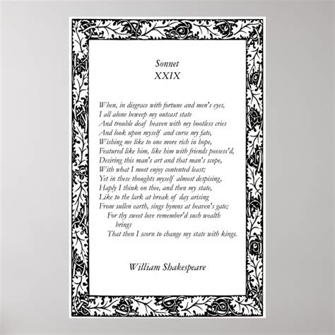 Sonnet # 29 by William Shakespeare Poster | Zazzle.com