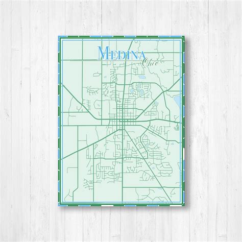 Medina Ohio Street Map Medina Ohio Map Map Print of Medina | Etsy