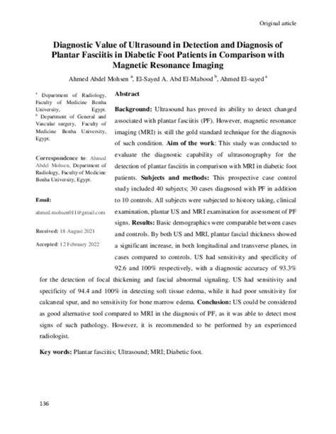 (PDF) Diagnostic Value of Ultrasound in Detection and Diagnosis of ...