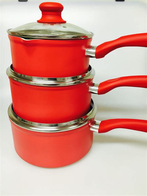 Kuhn Rikon Ceramic 3 Piece Saucepan Set with Lids - Colour Coded | eBay