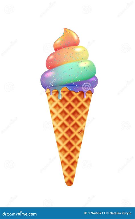 Rainbow Ice Cream Cones And Scoops Royalty-Free Cartoon | CartoonDealer ...