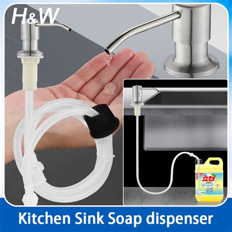 H&W SUS304 Stainless Steel Kitchen Sink Liquid Soap Pump Dispenser ...