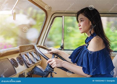 Woman Driving a Vintage Car Stock Image - Image of driver, road: 126322463