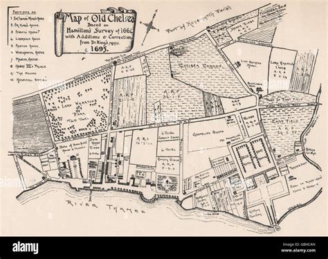 OLD CHELSEA: Map based on Hamilton's 1664 survey. SMALL, 1900 Stock ...