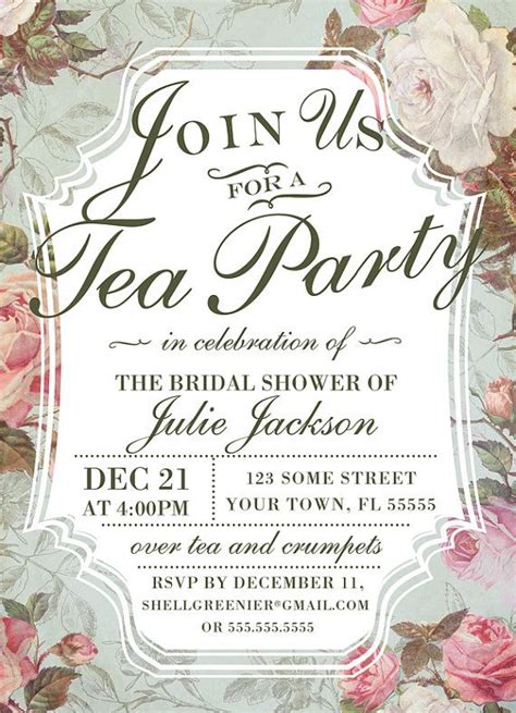 Bridal Shower Tea Party Invitations Templates