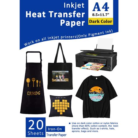 Heat Transfer Paper for Dark Fabric Inkjet Iron On Transfers for T ...