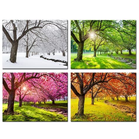 AMERICAS SEASONS - 12x12 inch- 4 paintings - Summer - Fall - Winter ...