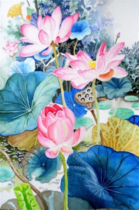 Pink lotus pond indian art ideas artworkpictures & paintings pink ...