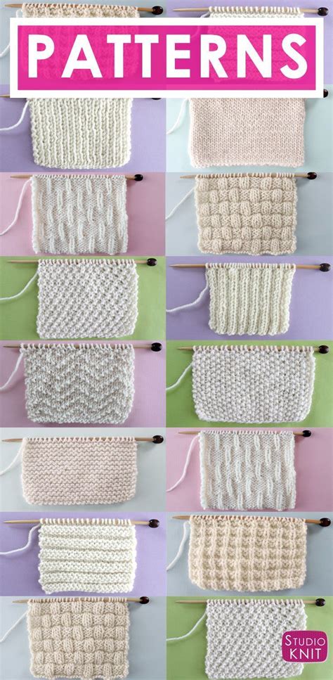 Knit and Purl Stitch Patterns with Free Patterns and Video Tutorials in ...