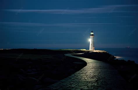 A Lighthouse At Night Background, Architecture, High Resolution ...