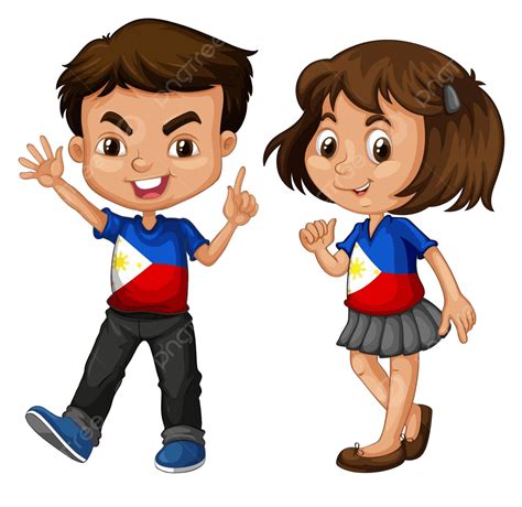 Filipinas Niño Y Niña Saludo Pareja Niña Arte Vector PNG , Pareja ...