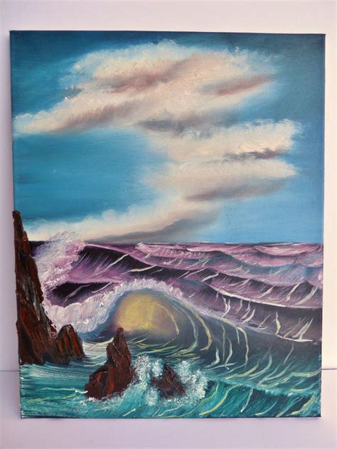 Bob Ross Style Oil Painting Oceanscape Seascape Beach Wave | Etsy