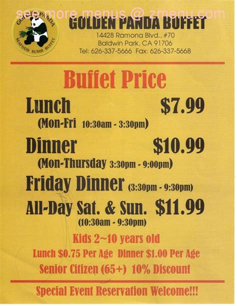 Online Menu of Golden Panda Buffet Restaurant, Baldwin Park, California ...