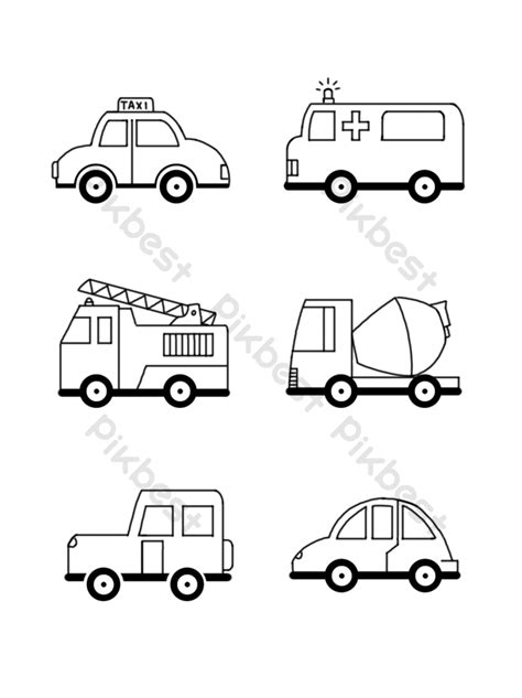 Car Black And White Line Drawing 2 PNG Images | PSD Free Download - Pikbest