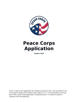 Peace Corps Application Doc Template | pdfFiller