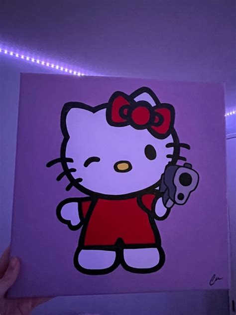 hello kitty painting 💞🔫 in 2023 | Cute canvas paintings, Mini canvas ...