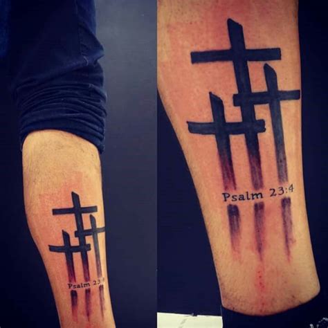 Three Cross Tattoo - Psalm 23:4 | Cross tattoo designs, Cross tattoo ...