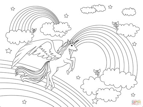 Premium Vector Unicorn Walking On The Rainbow Coloring Page ...