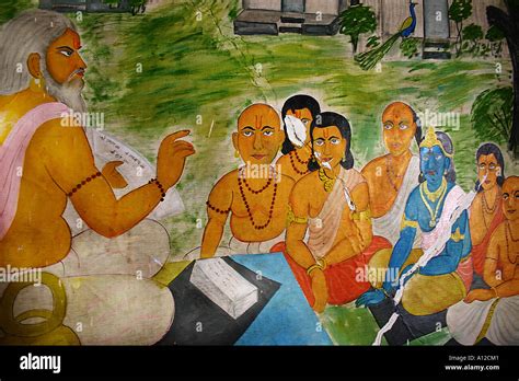 Painting on walls of Sandipani Rishi Ashram where Lord Krishna came to ...