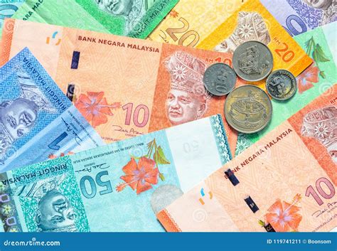 Malaysian Ringgit Banknotes and Coins Background. Stock Image - Image ...