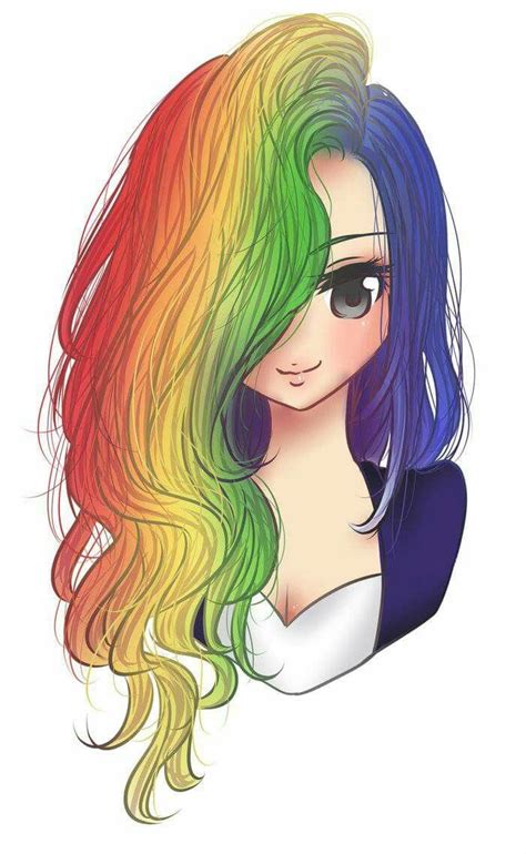 Rainbow anime girl 😘 | rainbow anime girl in 2019 | Rainbow Hair ...