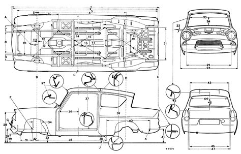 Ford Anglia 105E Blueprint - Download free blueprint for 3D modeling