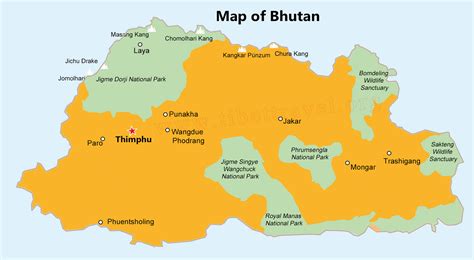 Bhutan Map, Map of Bhutan