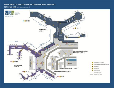 Vancouver airport terminal map - Vancouver terminal map (British ...