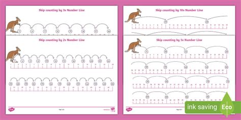 Skip Counting Number lines 2s, 3s, 5s and 10s - Twinkl