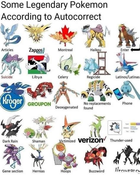 Legendary Pokémon according to autocorrect : r/pokemon