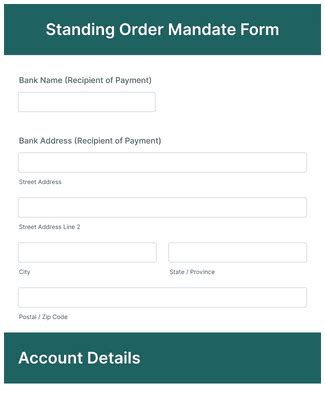 Standing Order Mandate Form Template | Jotform