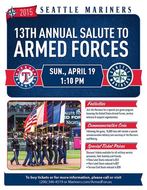 Seattle Mariners' 13th Annual Salute to Armed Forces game is April 19 ...