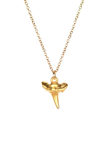 Gold shark tooth necklace , tiny shark tooth pedant, surfer necklace ...