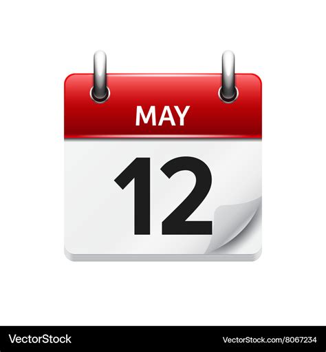 May 12 flat daily calendar icon date Royalty Free Vector