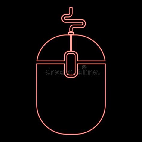 Neon Computer Mouse Red Color Vector Illustration Image Flat Style ...