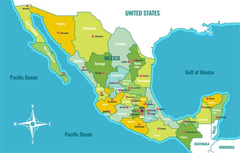 país mapa de mexico con rodeando fronteras 20581543 Vector en Vecteezy