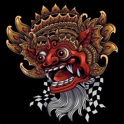 Vector illustration of barong bali mask | Barong bali, Barong, Vector ...