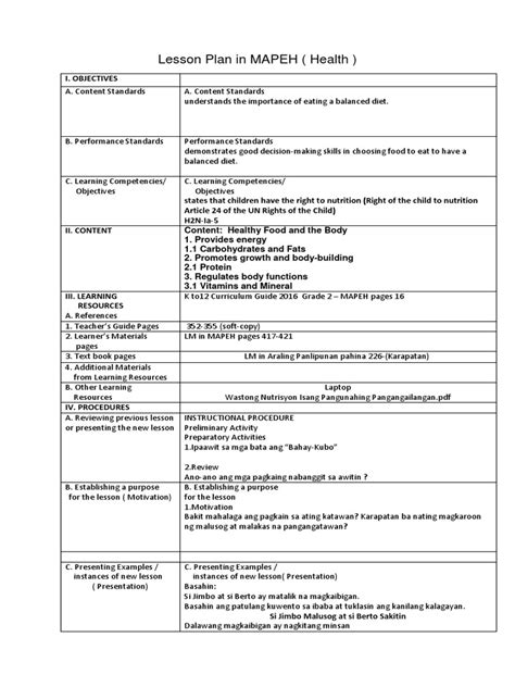 Semi Detailed Lesson Plan In Mapeh 8 - Bank2home.com