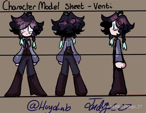 Character model sheet for fan comic -Venti Genshin Impact | HoYoLAB