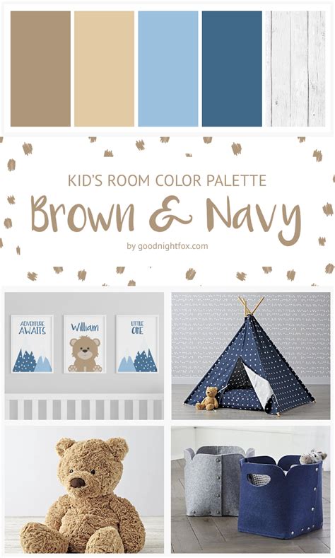 Baby Boy's Room Brown & Navy Color Palette — Goodnight Fox | Baby room ...