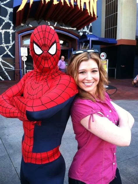 The Weather Channel's Danielle Banks with Spiderman at Universal ...