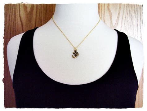 Gold Om Symbol Necklace Antique Brass Pewter Om Charm on an - Etsy