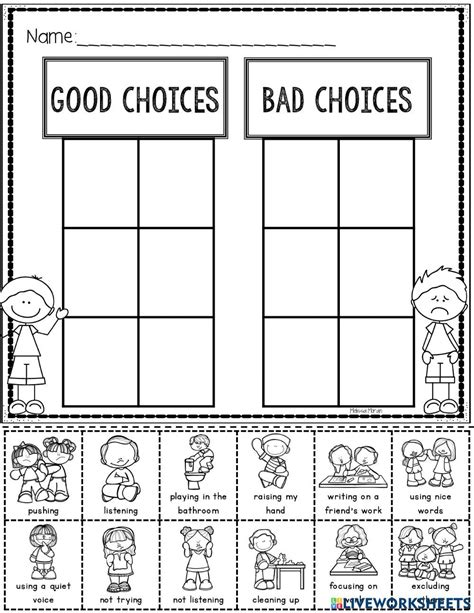 Good or Bad Choices worksheet in 2023 | Homeschool preschool activities ...