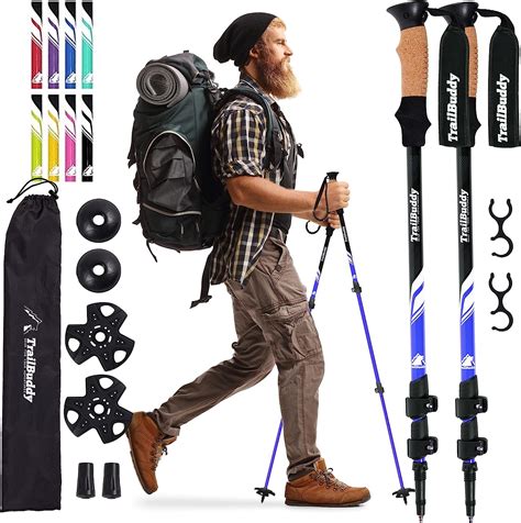 TrailBuddy Walking Poles – Pack of 2 Lightweight, Adjustable Trekking ...