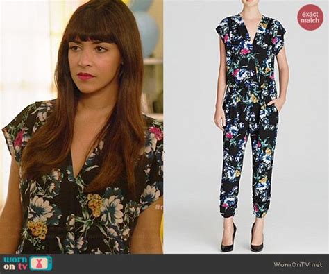 Cece’s black floral jumpsuit on New Girl | Black floral jumpsuit, New ...