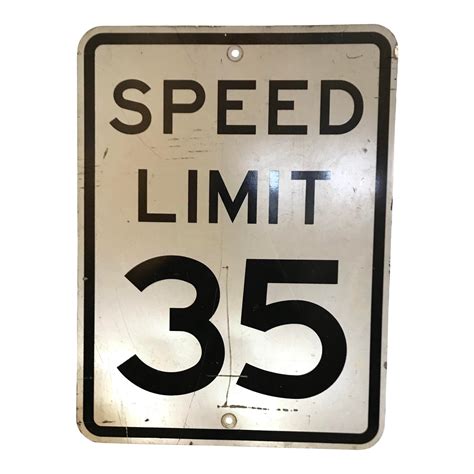 Vintage 35 Mph Speed Limit Sign | Chairish