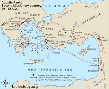 Apostle Paul's Second Missionary Journey Map