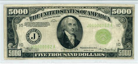 1928 $5000 Dollar Bill Federal Reserve Note 569 | Bank notes, Federal ...