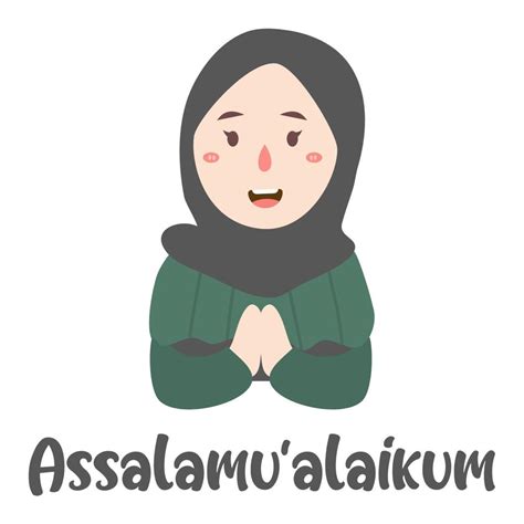 Illustration Of A Muslim Woman Saying Assalamu Alaikum 3724262 Vector ...